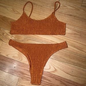 Copper/Rust-Colored Textured Bikini